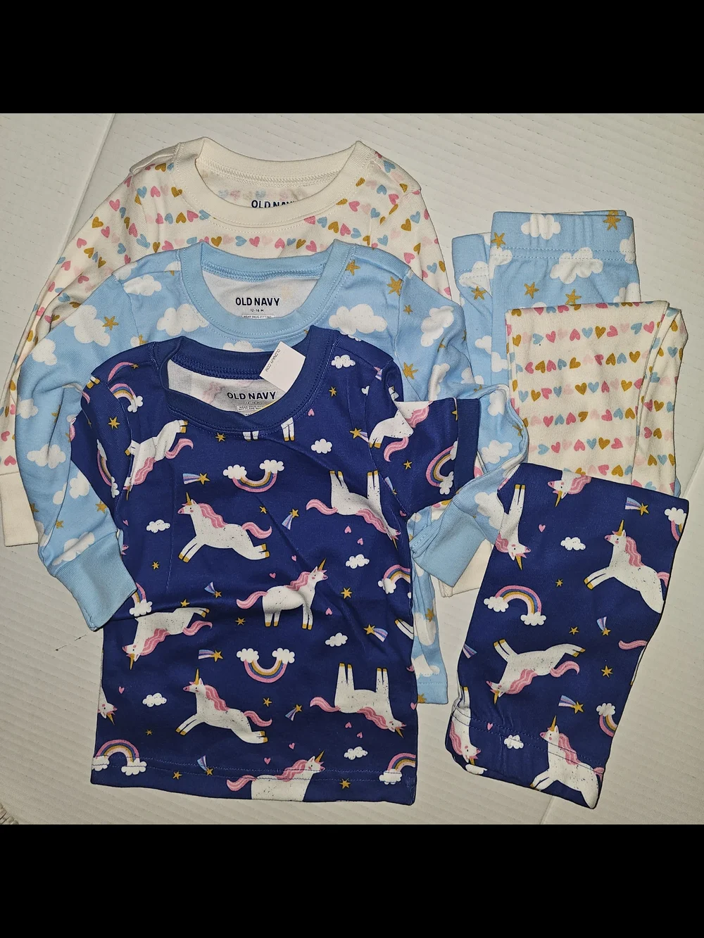 Old Navy Girls' Navy Unicorn & Pastel Pajama Set